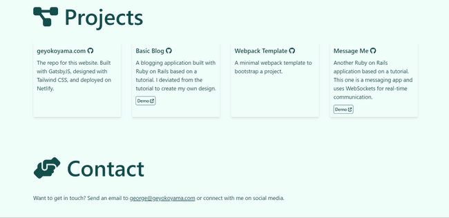 new website projects section