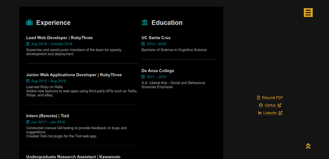 old website experience section